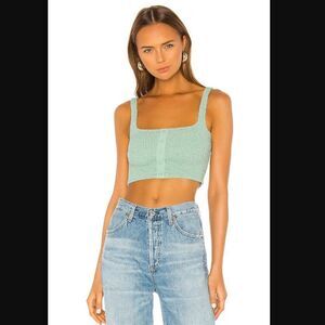 NWT Revolve x Capulet Millie Smocked Crop Top in seafoam | Size XS/P